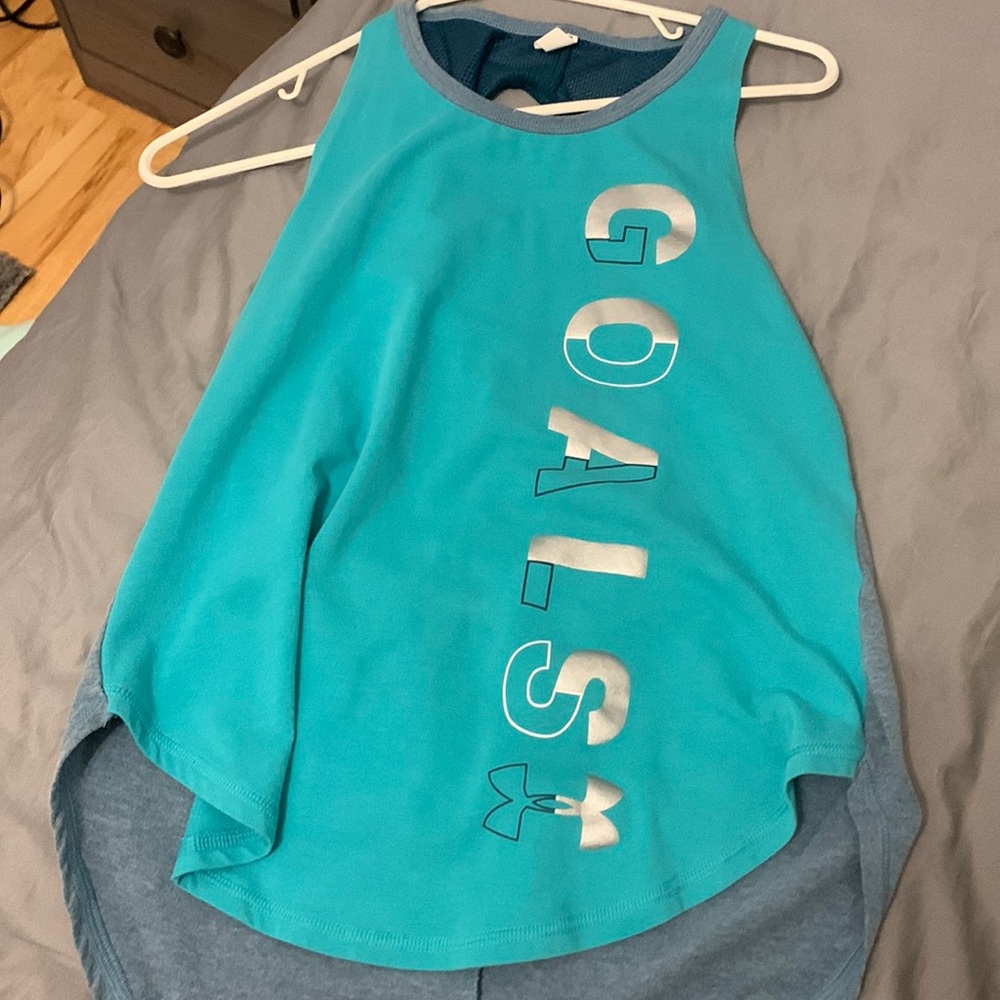 blue under armour tank, size youth large
